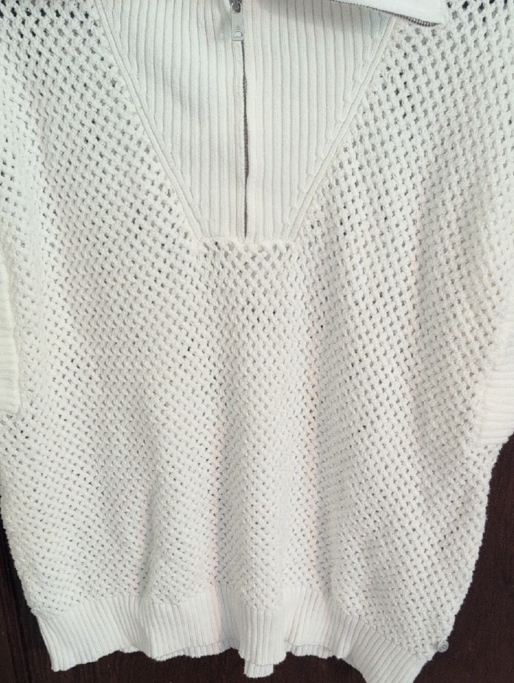 Scotch & Soda Off-White Open-Knit Zip-Collar Sweater Vest - Picture 4 of 6
